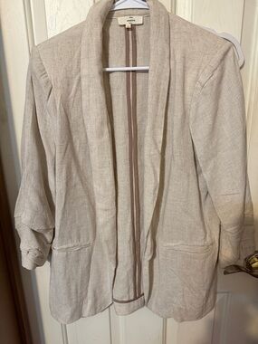 entro Natural Linen Open-Front Blazer